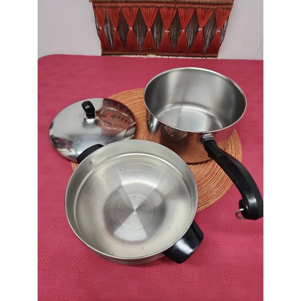 Vintage Farberware 3 Quart Double Boiler With Lid Stainless Steel Aluminum Clad